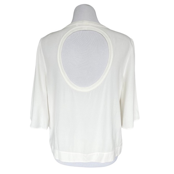 Sandro White Drapey Back Cut Out Shirt Women’s Top 2 - Picture 2 of 10